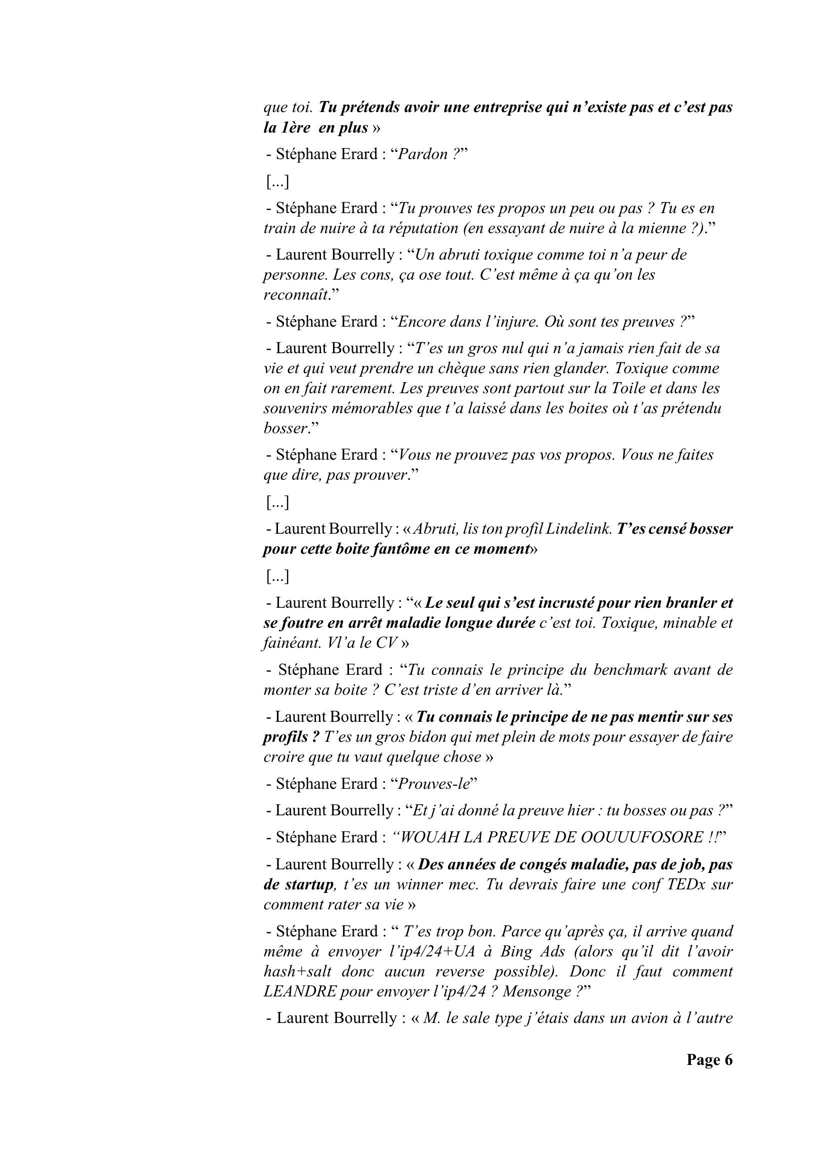 Jugement du tribunal judiciaire de Paris du 27 janvier 2021 — page 6 sur 10 : suite des échanges du 13 mai 2019