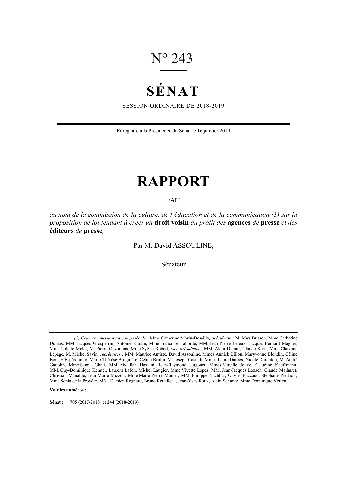 Capture 003 - Rapport du Sénat de 2019 - page 1 sur 78