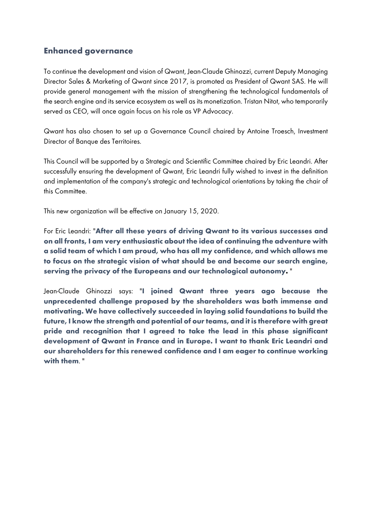 Capture 013 - Communiqué Qwant sur la gouvernance de janvier 2020 - page 2 sur 3