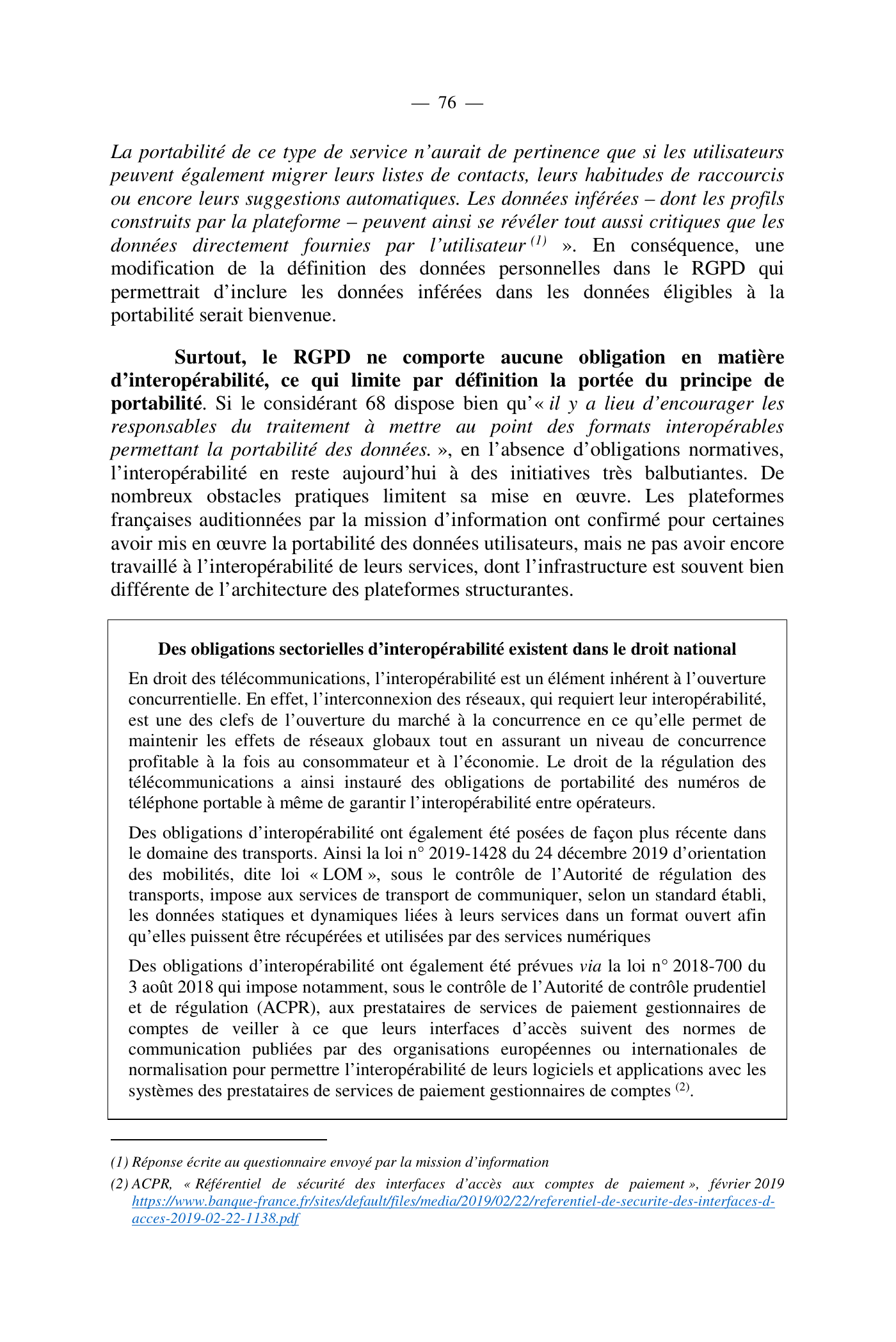 Capture 015 - Rapport de l'Assemblée nationale de 2020 - page 76 sur 104
