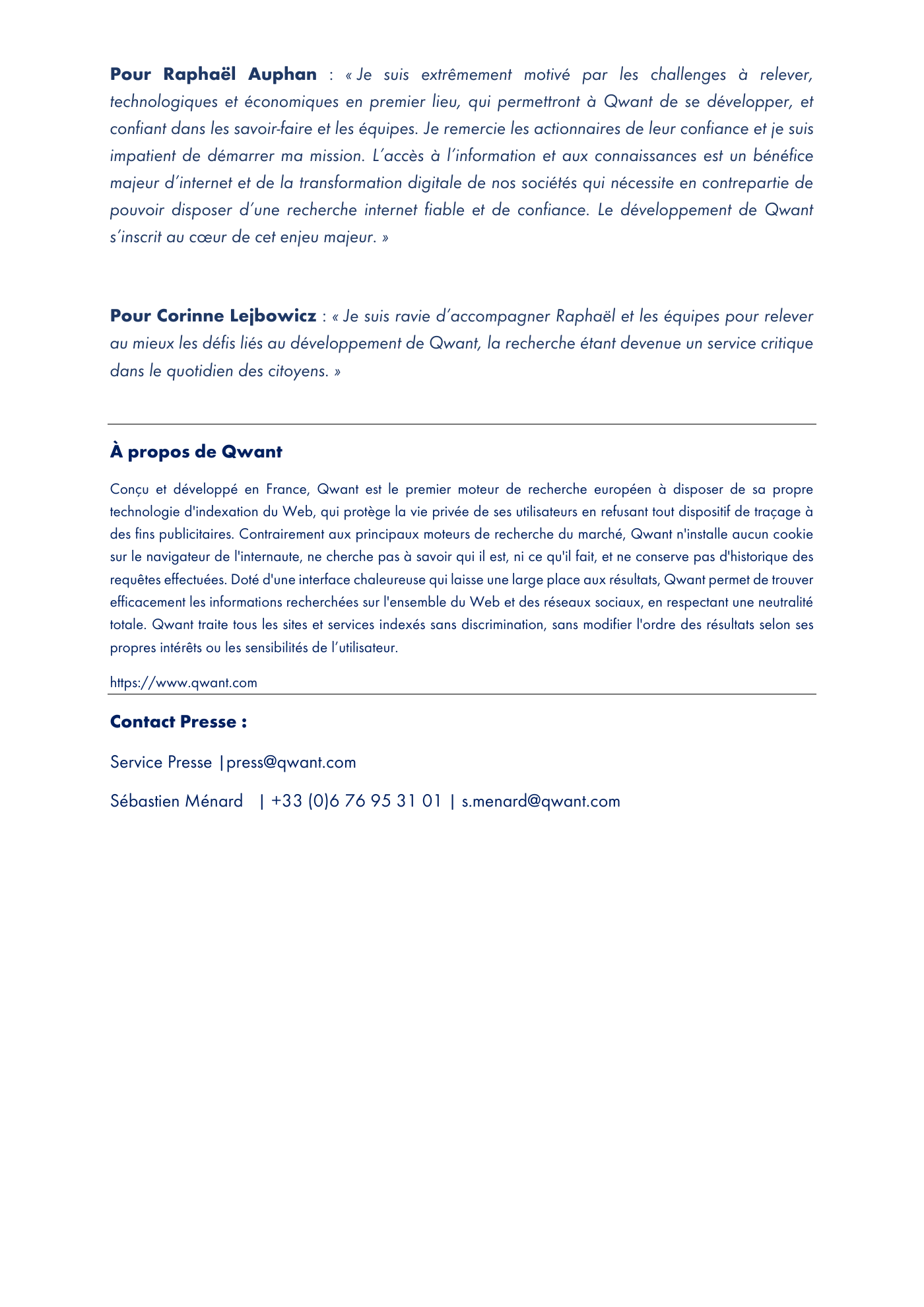 Capture 023 - Communiqué sur la nouvelle direction générale de Qwant en 2021 - page 2 sur 2