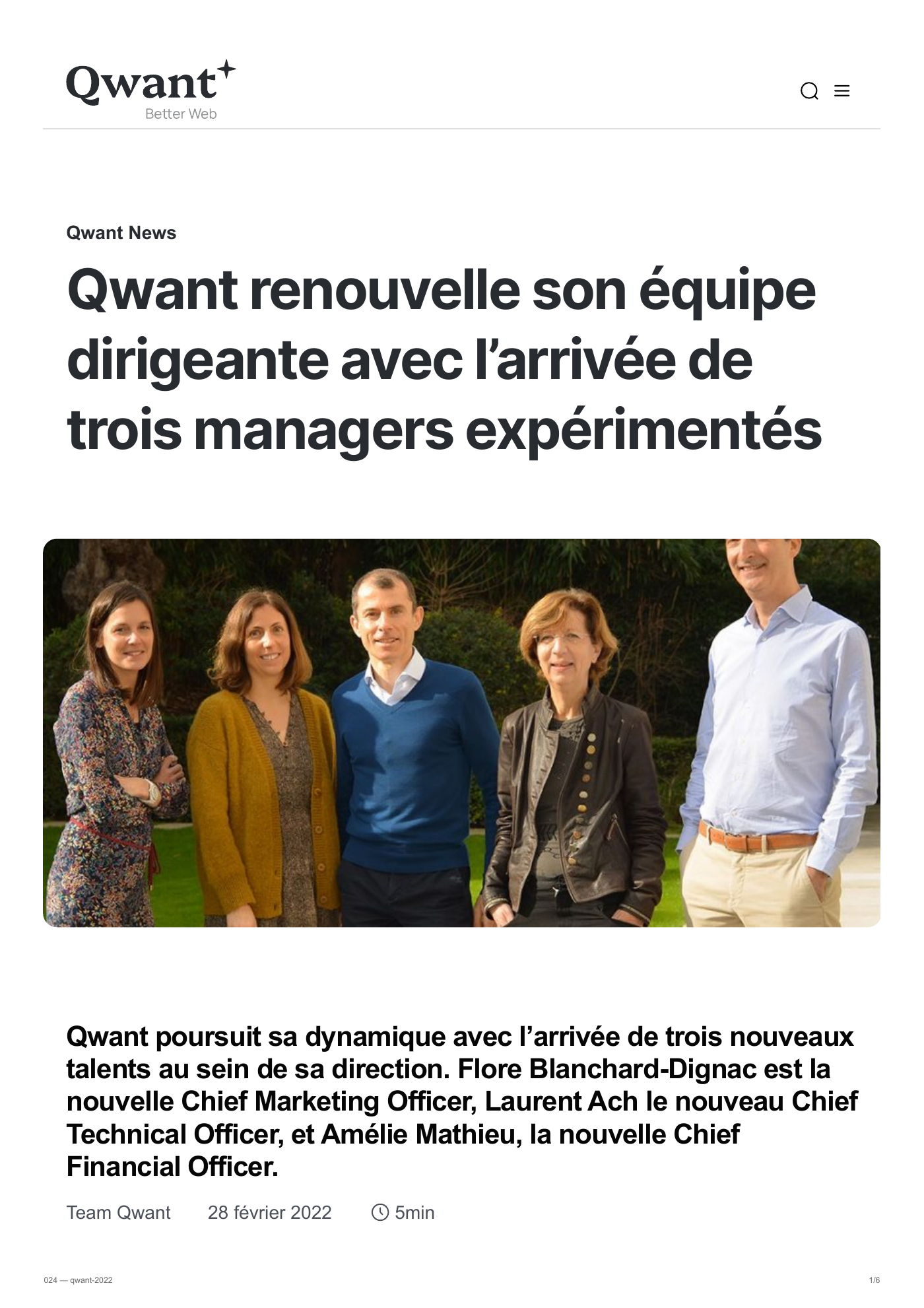 Capture 024 - Annonce Qwant de l'équipe dirigeante de 2022 - page 1 sur 6