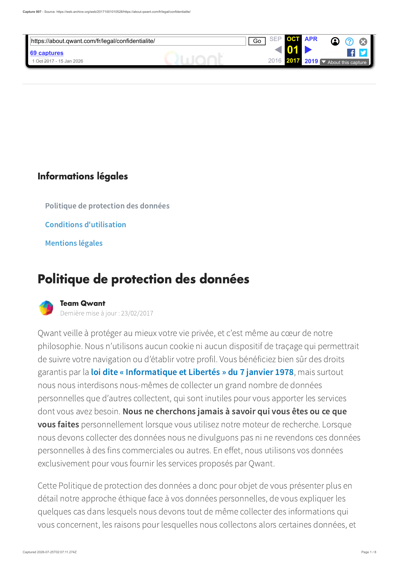 Capture 007 - Politique de protection des données du 1er octobre 2017 - page 1 sur 8