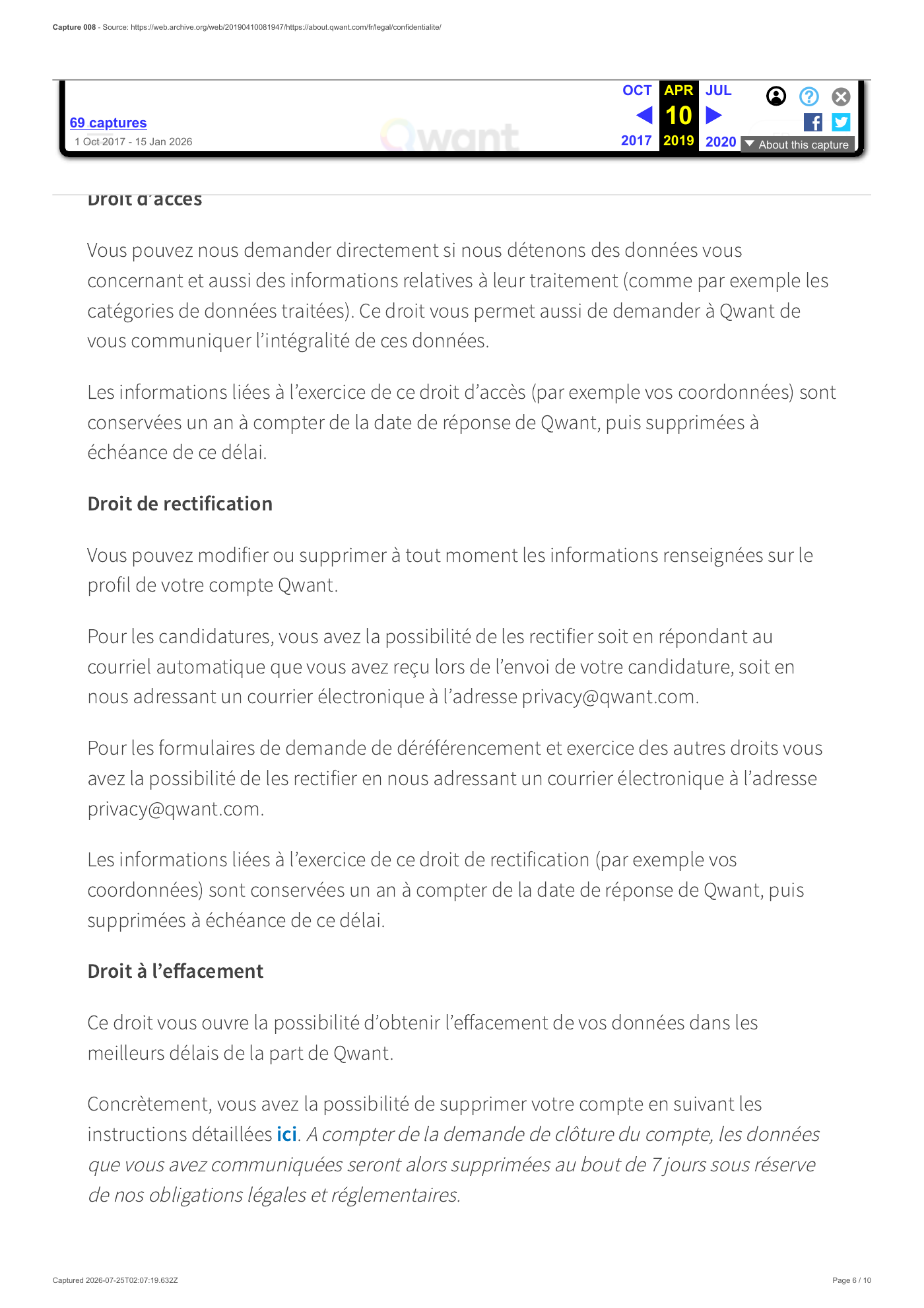 Capture 008 - Politique de confidentialité du 10 avril 2019 - page 6 sur 10