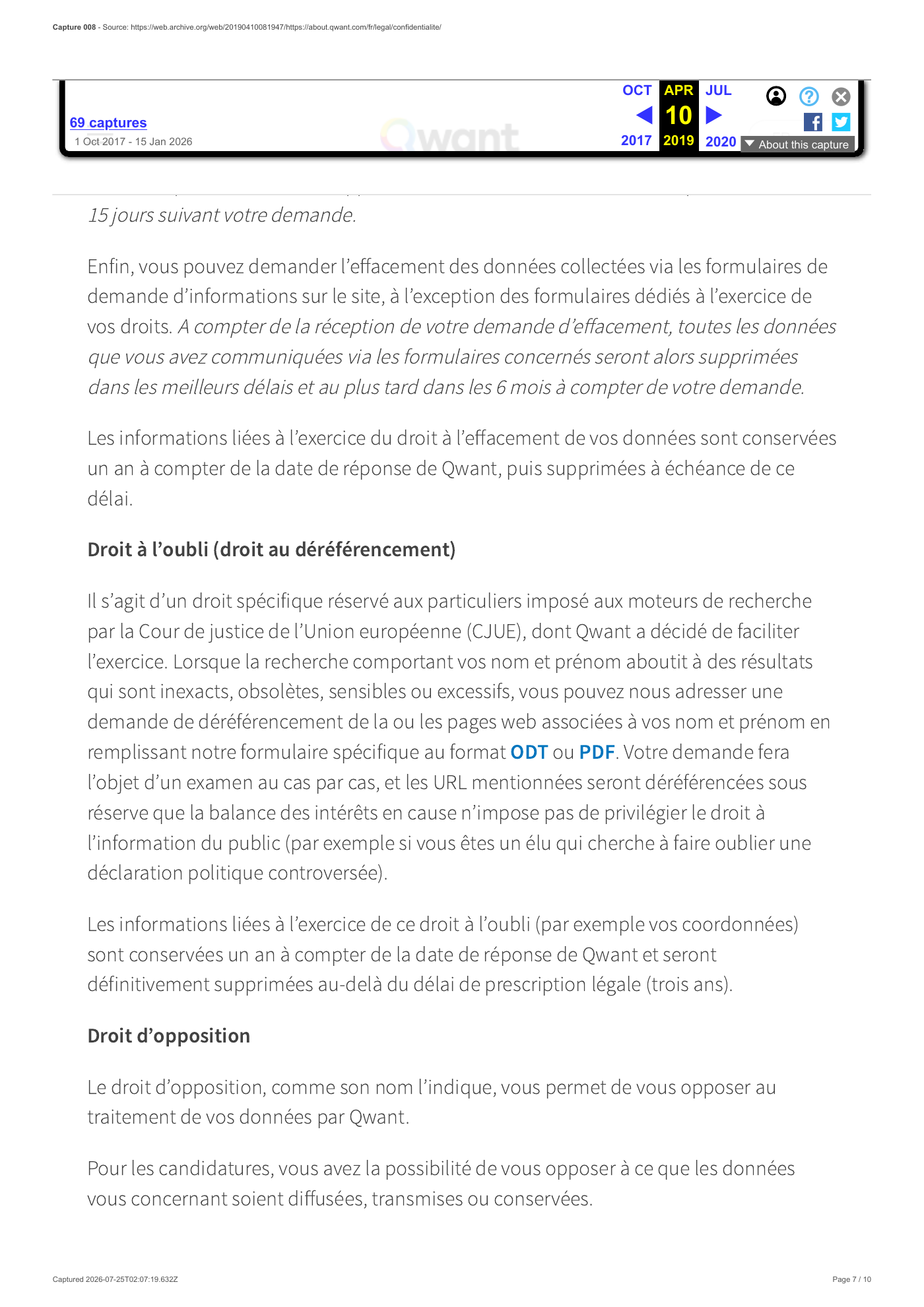 Capture 008 - Politique de confidentialité du 10 avril 2019 - page 7 sur 10