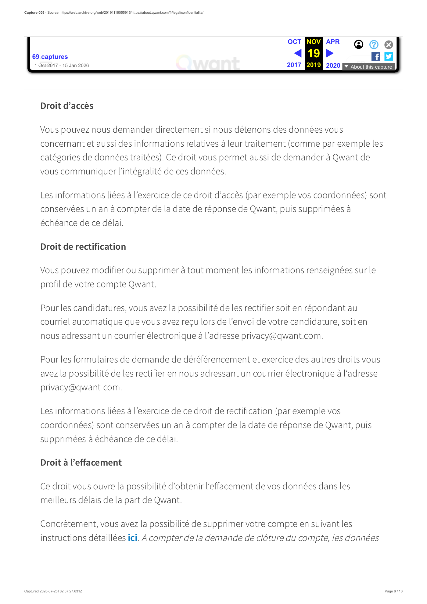 Capture 009 - Politique de confidentialité du 19 novembre 2019 - page 6 sur 10