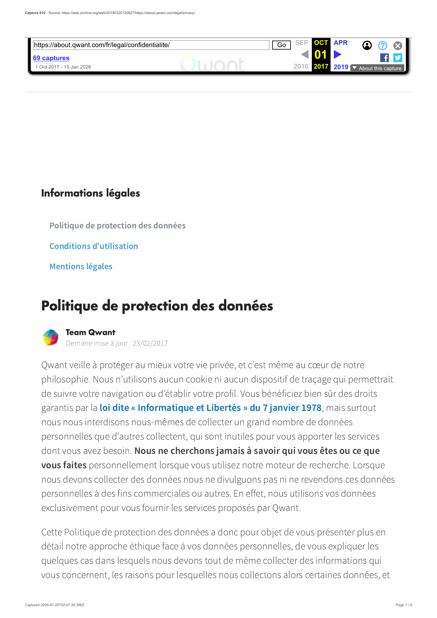 Capture 010 - Politique de protection des données anglaise du 20 mars 2018 - page 1 sur 8