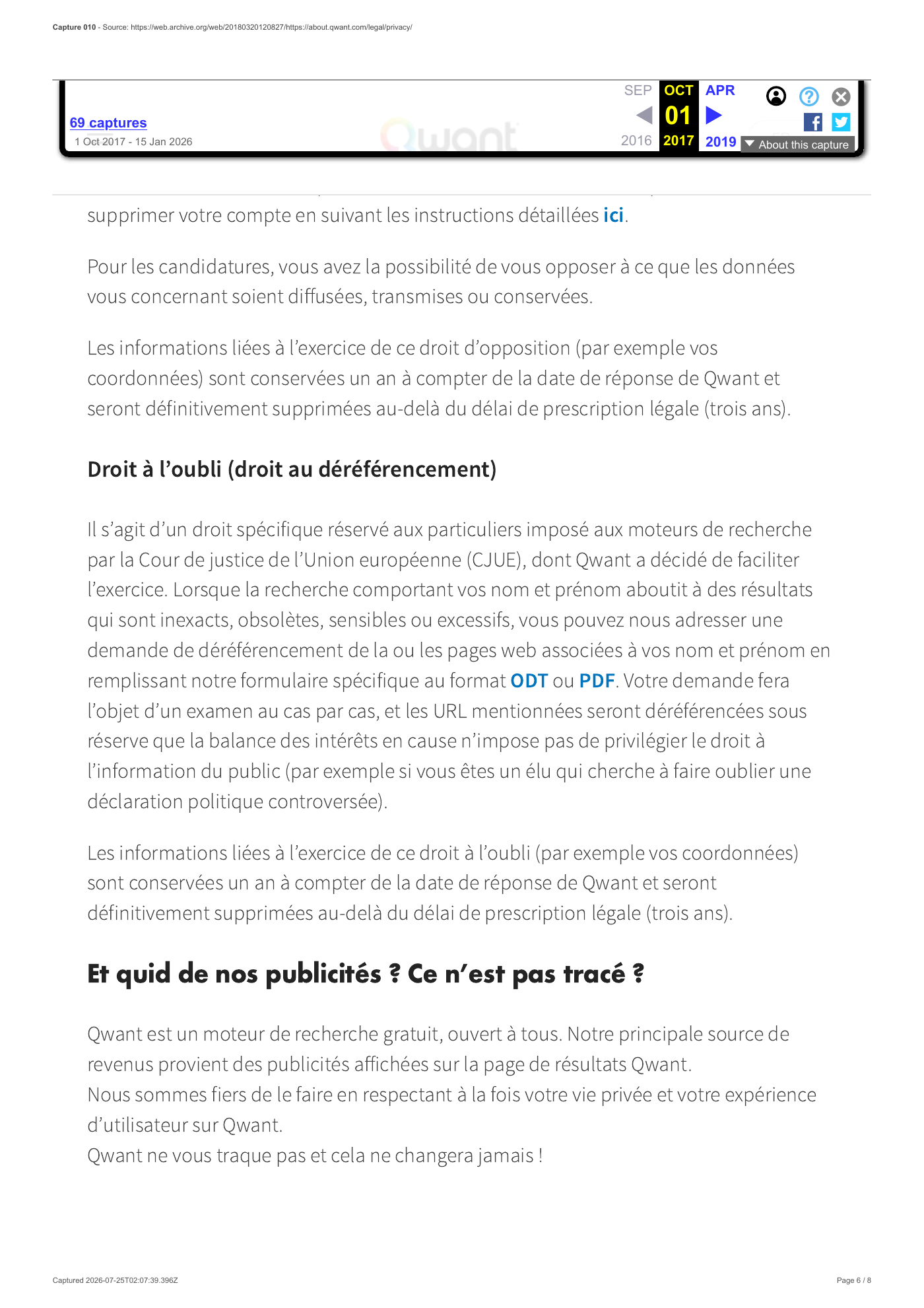 Capture 010 - Politique de protection des données anglaise du 20 mars 2018 - page 6 sur 8