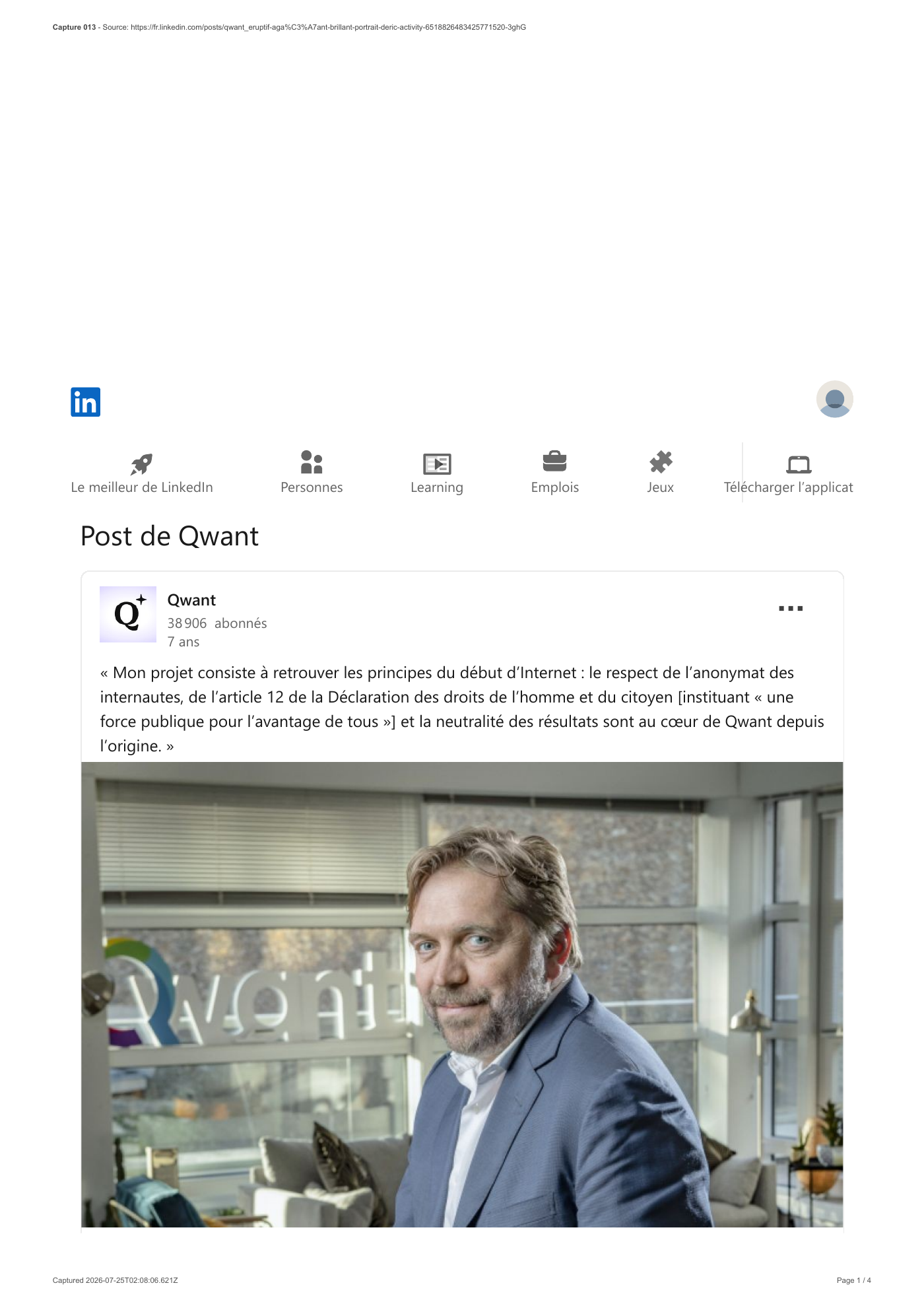 Capture 013 - Publication LinkedIn du compte Qwant - page 1 sur 4