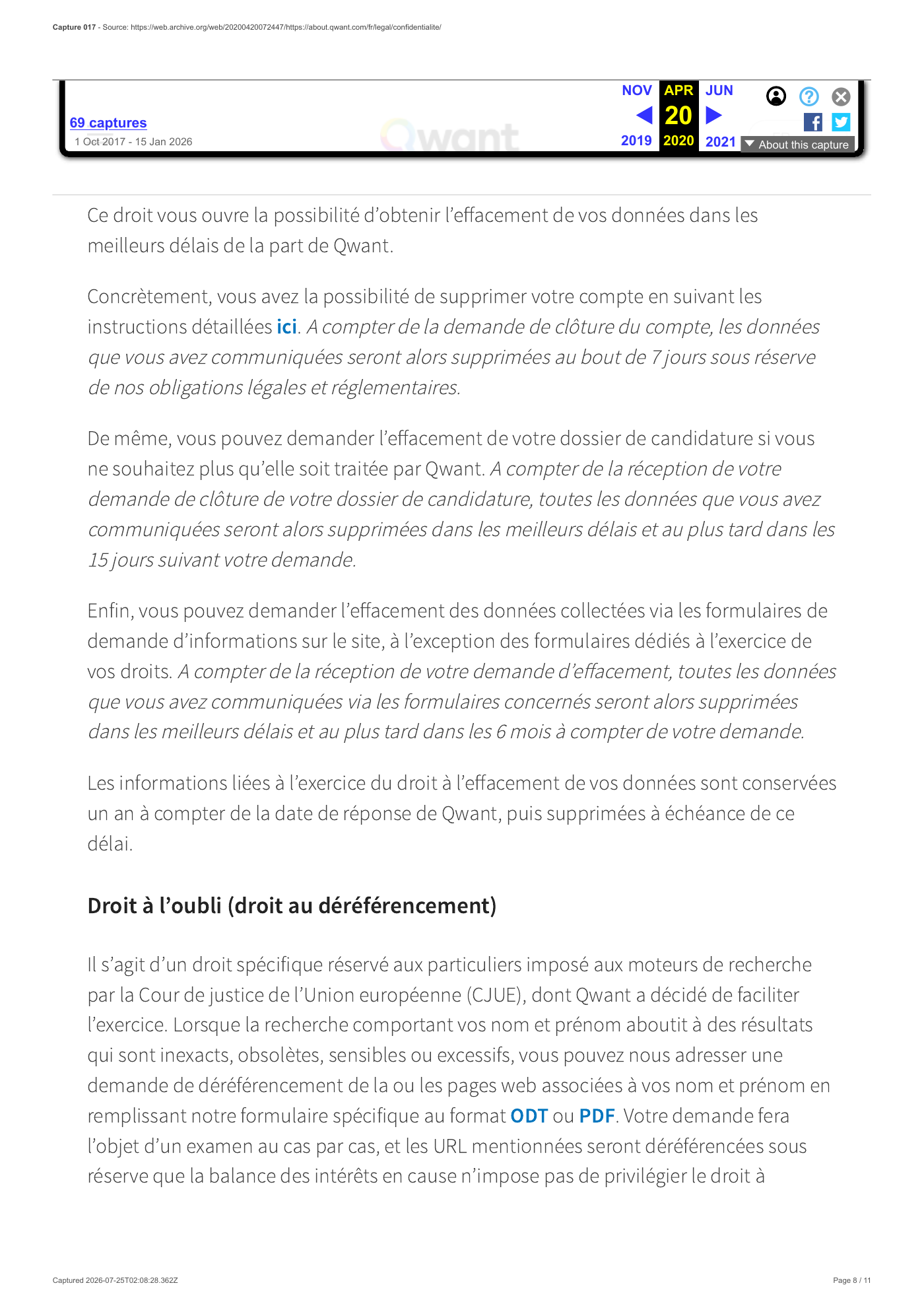 Capture 017 - Politique de confidentialité du 20 avril 2020 - page 8 sur 11