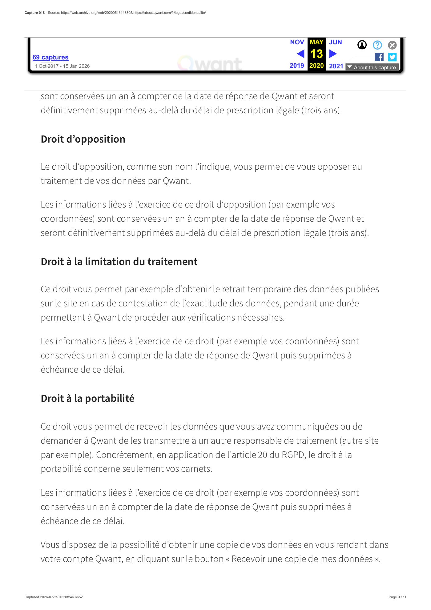 Capture 018 - Politique de confidentialité du 13 mai 2020 - page 9 sur 11