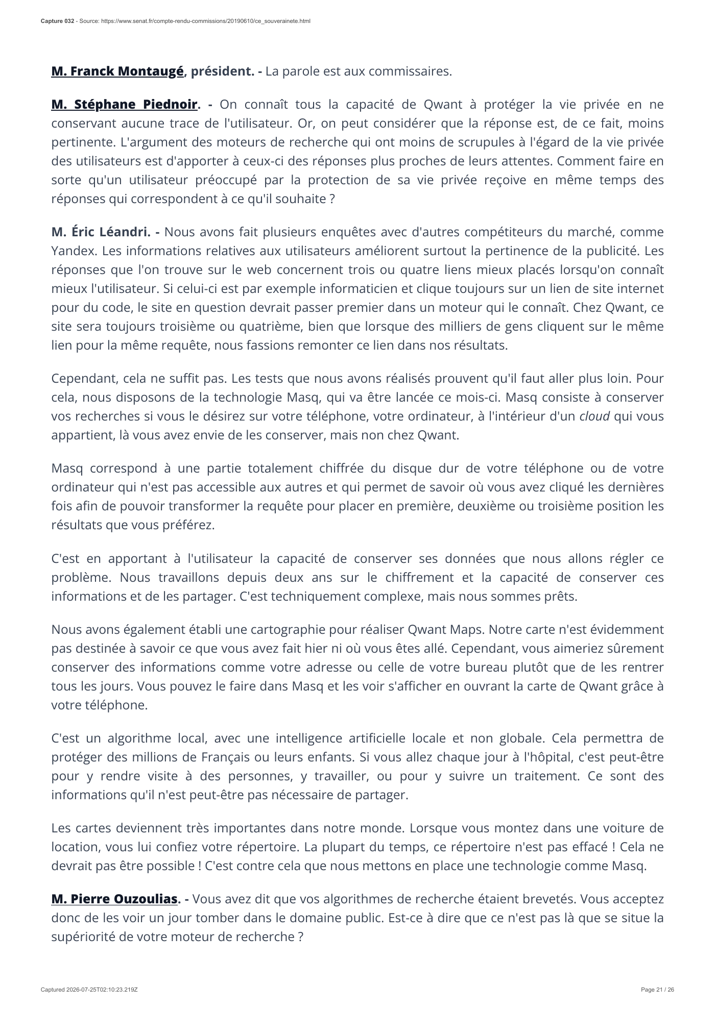 Capture 032 - Audition d’Éric Léandri devant le Sénat - page 21 sur 26