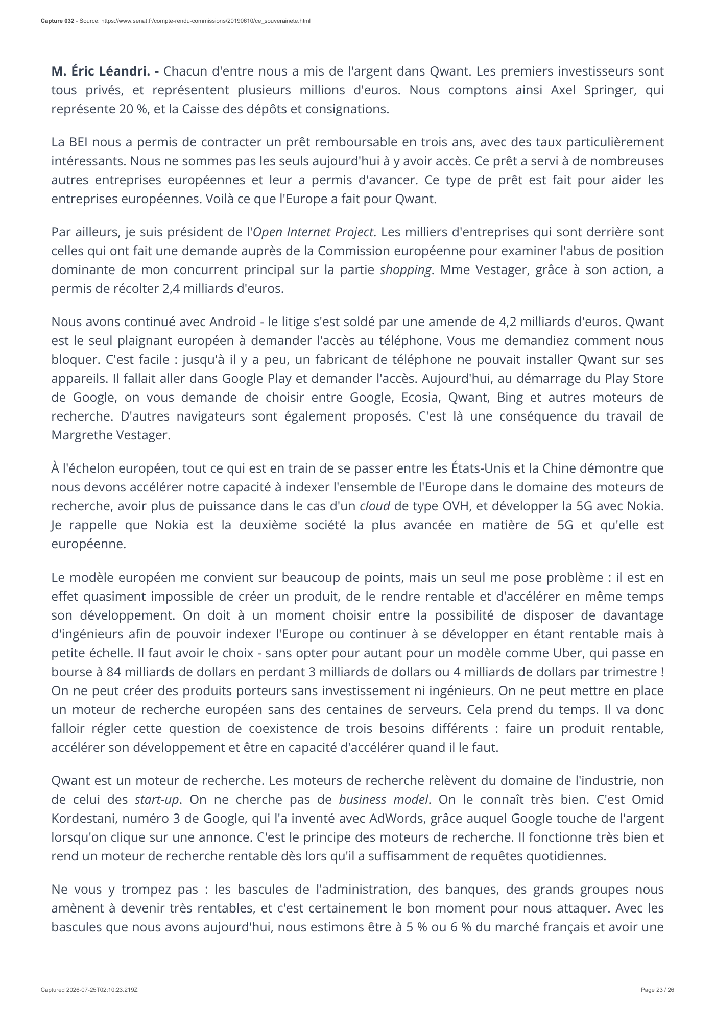 Capture 032 - Audition d’Éric Léandri devant le Sénat - page 23 sur 26