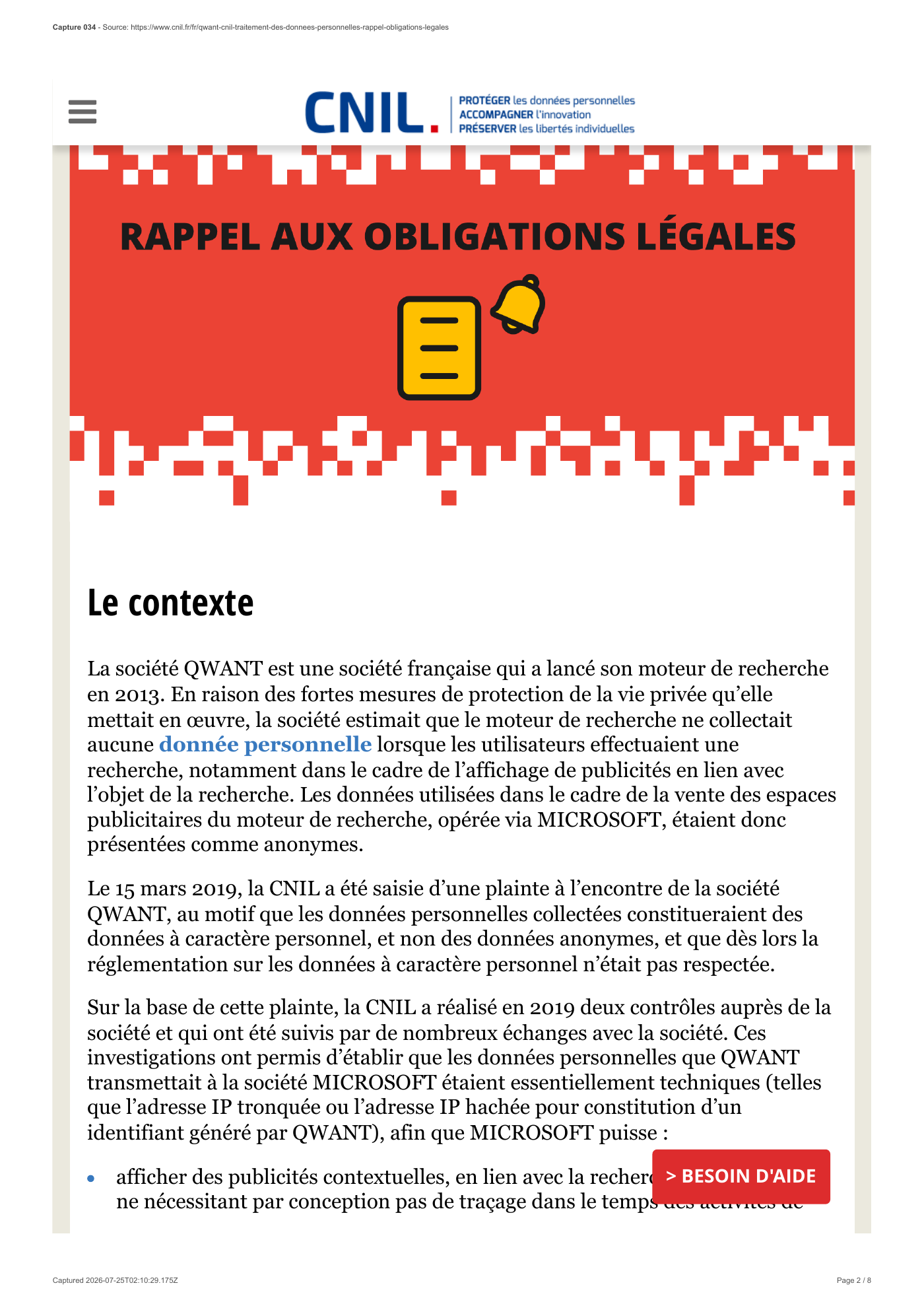 Capture 034 - Communication de la CNIL sur Qwant - page 2 sur 8