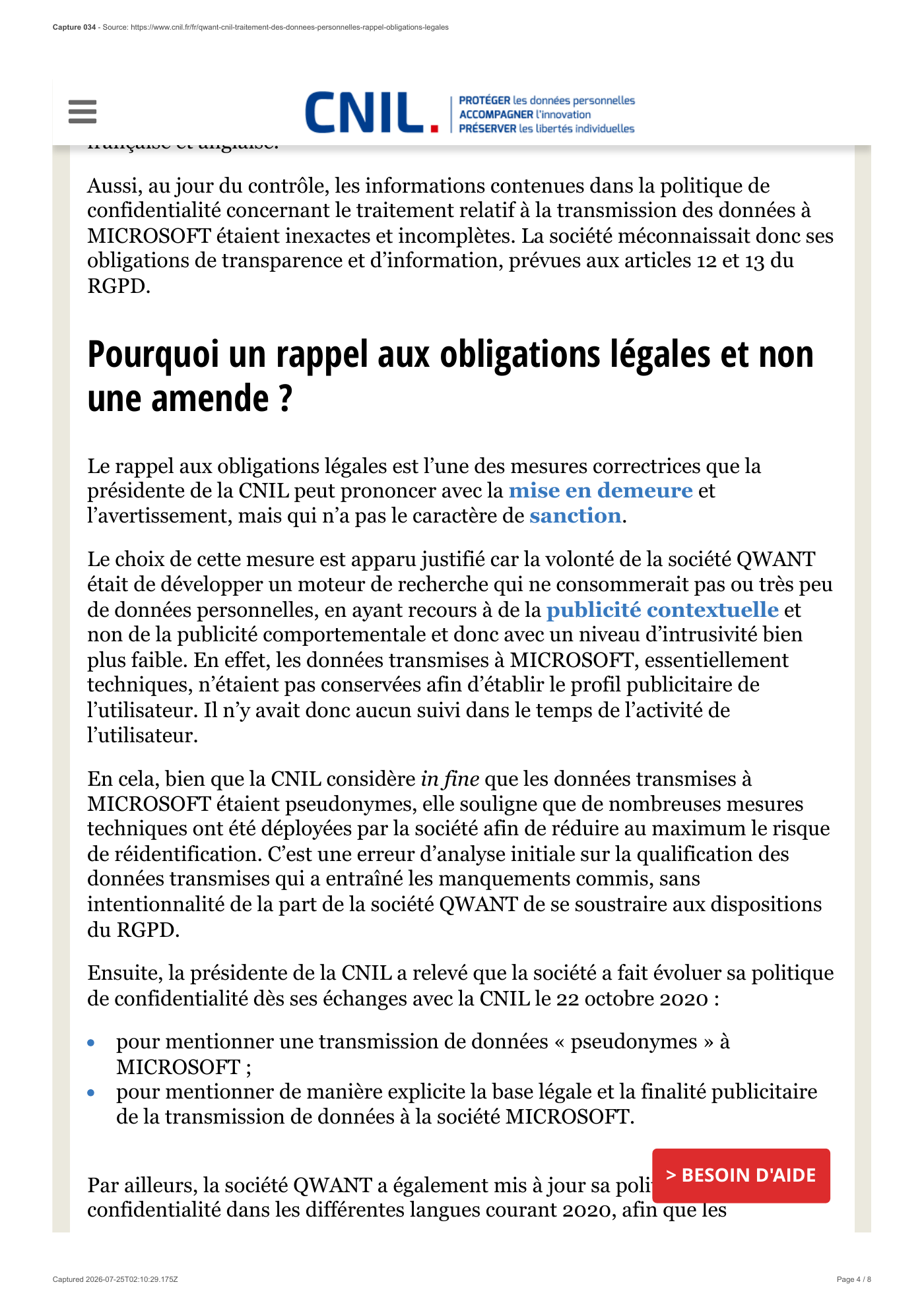 Capture 034 - Communication de la CNIL sur Qwant - page 4 sur 8