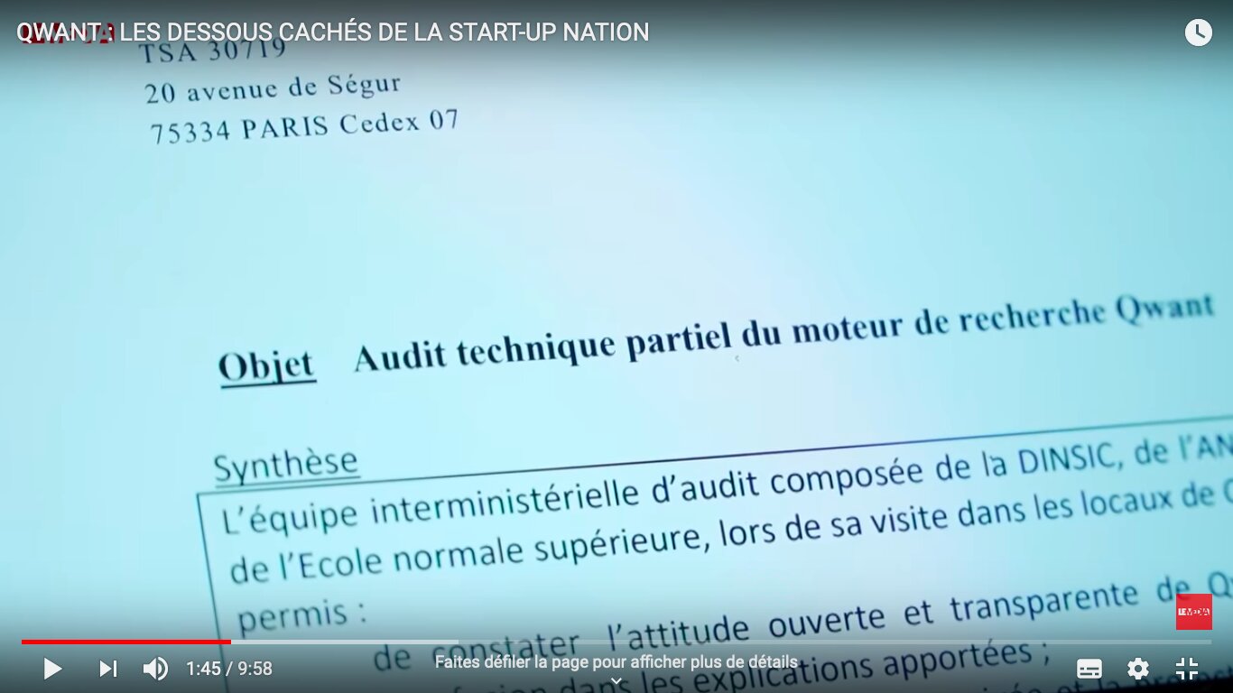 Video capture of DINUM audit document showing 