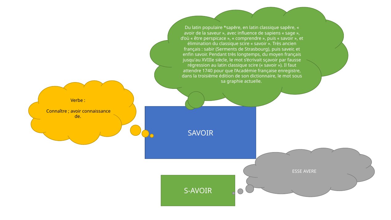Savoir : S-AVOIR, ESSE AVERE